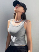 Camiseta Regata Feminina Básica de Malha de Verão Ferrazi