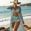 Conjunto Biquíni Feminino 3 Peças Estampa Tropical Ferrazi