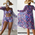 Conjunto Biquíni Feminino 3 Peças Estampa Tropical Ferrazi