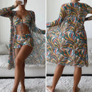Conjunto Biquíni Feminino 3 Peças Estampa Tropical Ferrazi