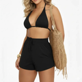 Conjunto Biquíni Feminino Cortininha com Shorts Saída de Praia Ferrazi