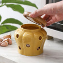 Pote de Cerâmica com Tampa de Bambu Ventilável Ferrazi