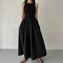 Vestido Feminino Longo Preto Elegante e Básico Ferrazi