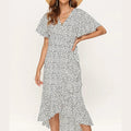 Vestido Feminino Longo de Verão Estampado com Babados Ferrazi