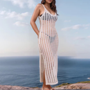 Vestido Saída de Praia Feminino Longo em Crochê Rendado Ferrazi